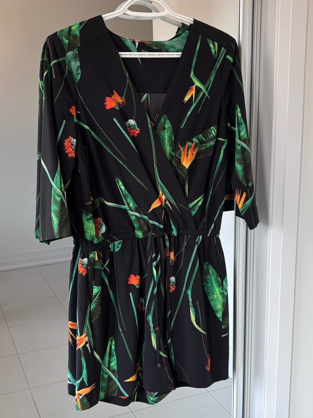 Reitmans Black Tropical Floral Romper
